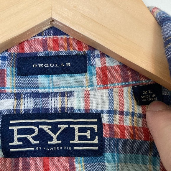 Rye by Hawker Rye Mens Madras Plaid Button Down Shirt Size XL Preppy Multi Color - Picture 2 of 11